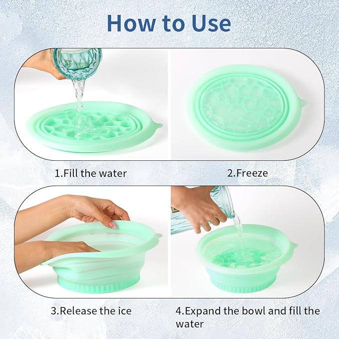 Facial Ice Bath Bowl Cold Bowl Ice for Face Kit Foldable Silicone Ice Pack Portable Face Ice Bath with Built-In Icetray for Cold Compress Skin Tightening Puffiness Relief Glowing Skin Beauty Tool