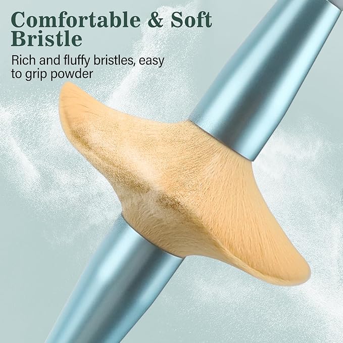 Makeup Brushes 20PCs Makeup Brush Set with Foundation Eyebrow Blending Concealer Blush Eyeshadow Contour Lash Powder Brush, Travel Make Up Brush Kit with Case & 2 Powder Puff - Baby Blue