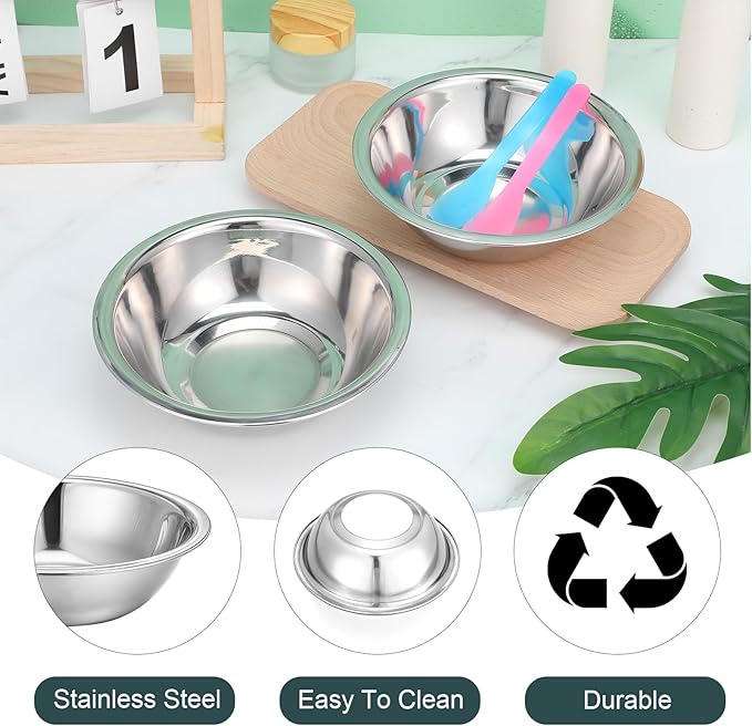 12 Pcs Stainless Steel Facial Mask Mixing Bowl Set 6.3 Inches Wide Esthetician Supplies Facemask Bowl DIY Skin Care Mixing Tool Kit for Lady Women Home Beauty Salon Use