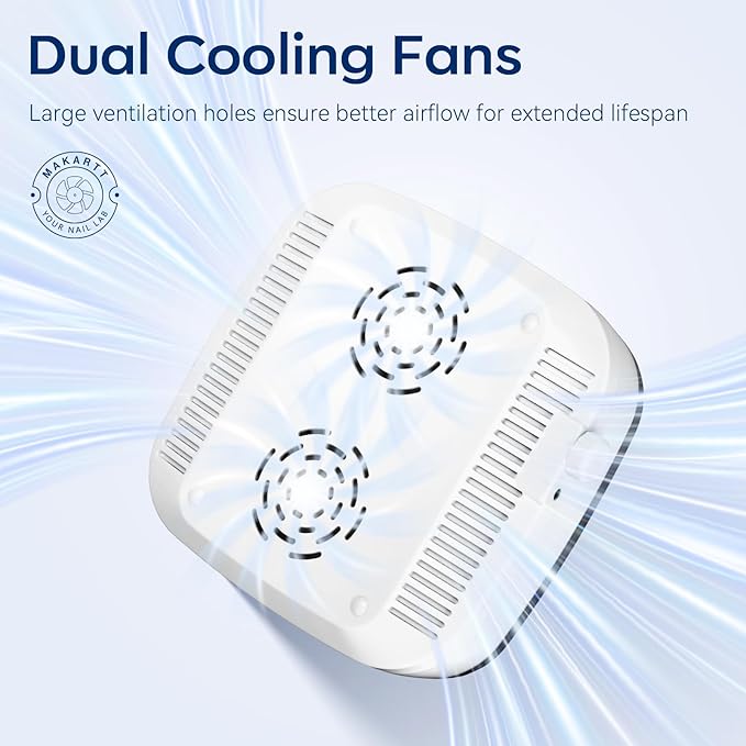 Makartt Nail Dust Collector: 60W Professional Nail Fan Dust Collector with Reusable Filter, 2 Powerful Suction, Adjustable Speed Nails Extractor Vacuum for Manicure Salon Home (Sylvie)