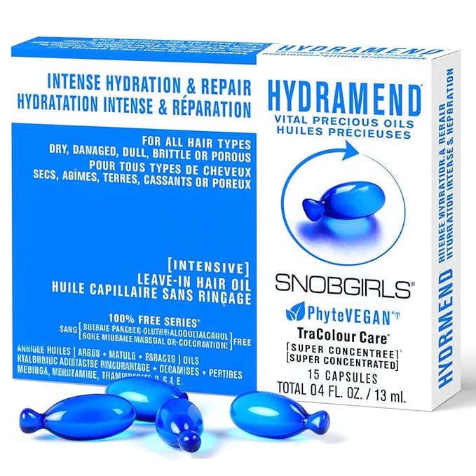 Hydrating Hair Oil Capsules – SNOBGIRLS HYDRAMEND – Vegan Leave-In Serum for Dry, Damaged or Color-Treated Hair – With Argan Oil, Hyaluronic Acid & Ceramides – Frizz Control & Shine – 15 Ct