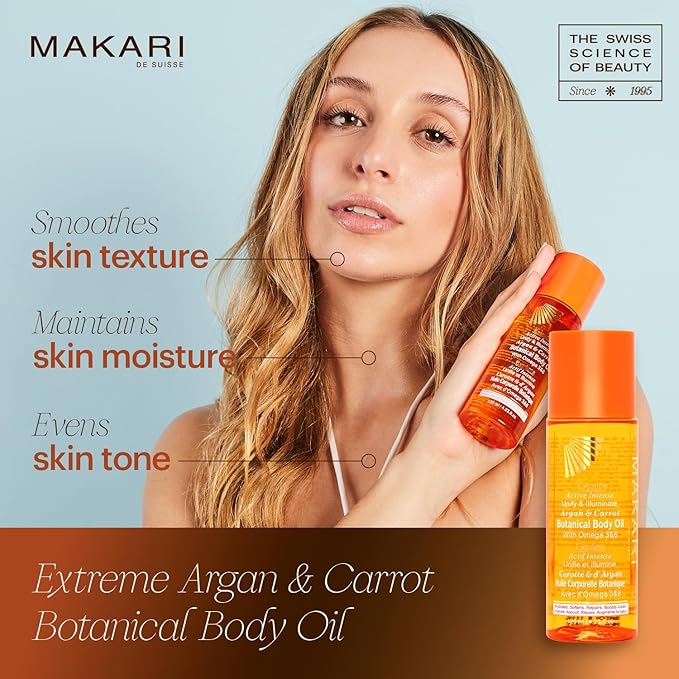 MAKARI Extreme Active Intense Botanical Body Oil (125 ml) | Softens, Conditions, Hydrates, and Rejuvenates Skin | Helps Fade Marks, Blemishes, and Spots | Recommended for All Skin Types