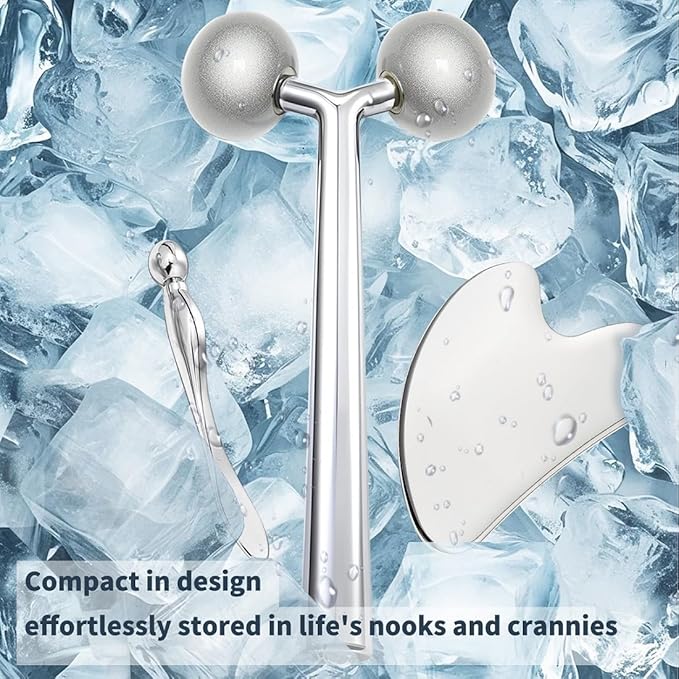 Annarose Face Roller Massager Skin & Gua Sha Facial Tools Stainless Steel, Facial Massage Skin Carefor Face Neck Body, Reduce Puffiness Remove Wrinkles, Valentines Gift for Women