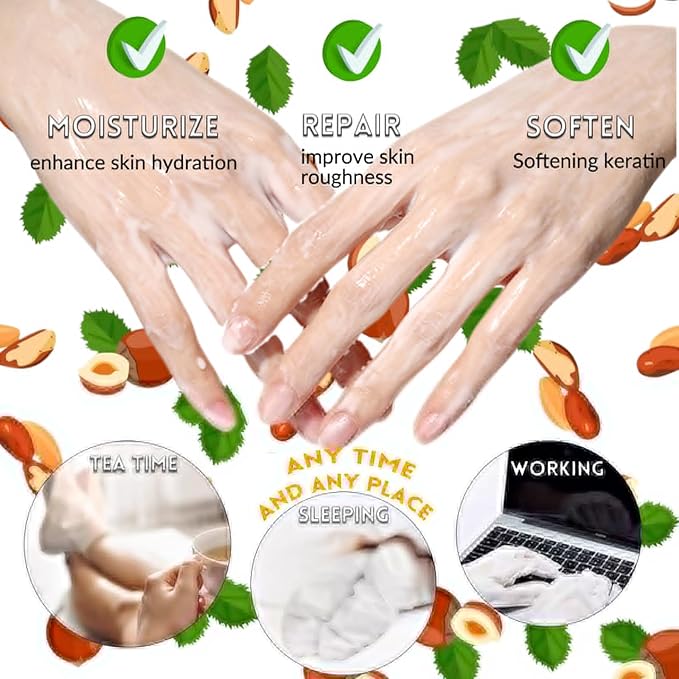 Elitzia Foot Mask Hand Mask Hydrating Honey Almond Gloves Argan Oil 10 Packs Multipack Socks Masks Moisturizing Repairing Nourishing Masks Spa Skin Care Women for Dry Rough Skin ETOHAF