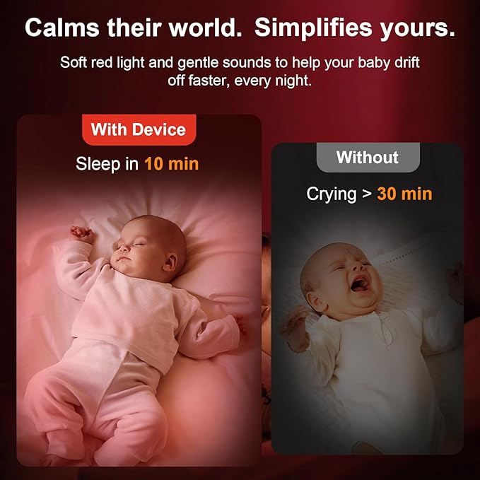 Red Light Sleep Sound Machine – Night Light for Bedroom with 5-Level Red Light Therapy (620–690nm), 32 White Noise & Nature Sounds, Smart App Control, Timer & Wake-Up Alarm Clock