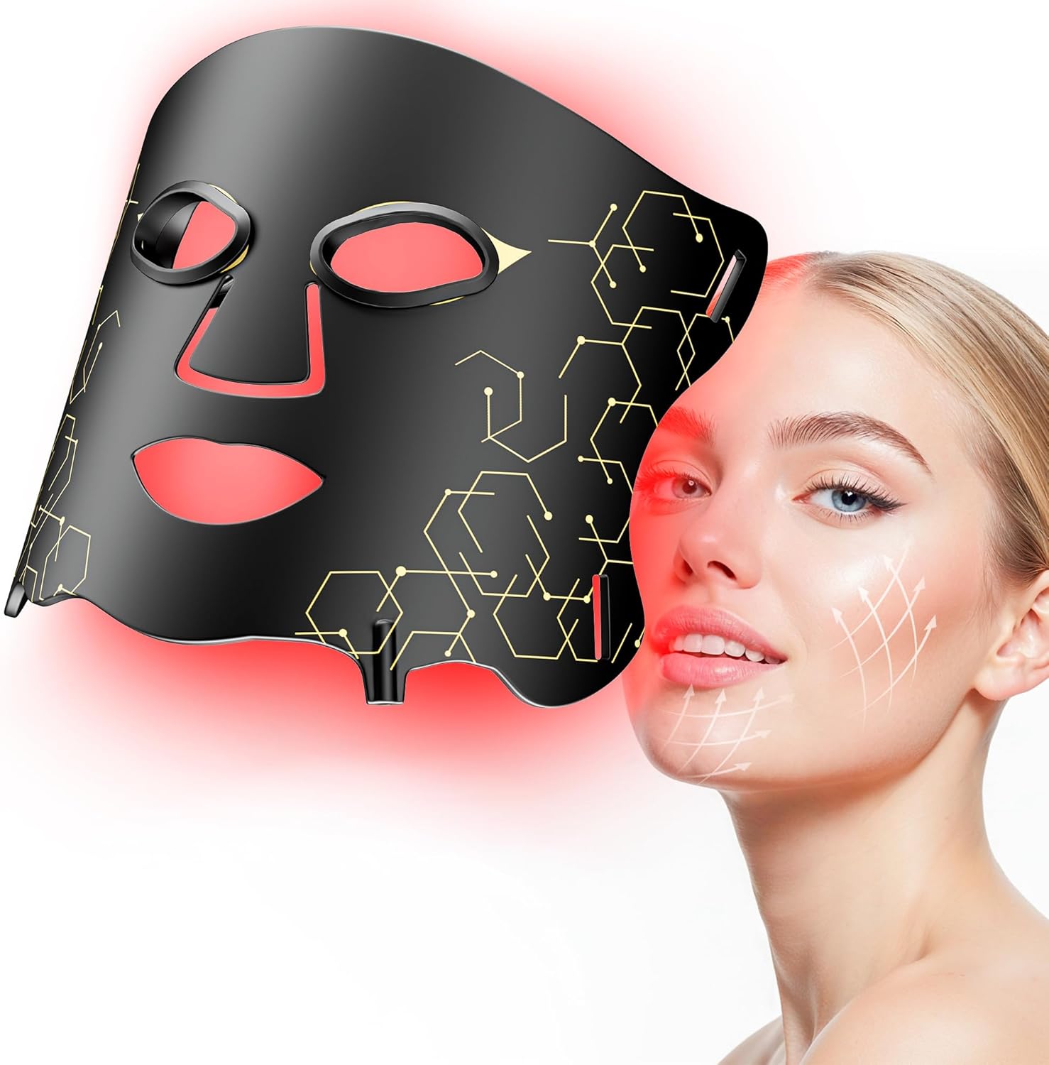 LED Light Therapy mask (E106A) for Face, LED Light Therapy Mask with Adjustable Brightness and Timer, Soft Silicone Red Light Therapy Mask for Home & Travel
