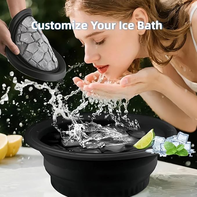 Collapsible Ice Face Bath Bowl - Thickened Silicone Basin for Cooling Face bowl, Space-Saving Foldable Design for Travel & Home, Multi-Functional Ice Bowl