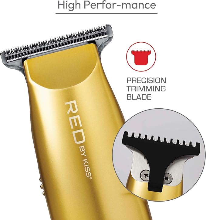 Red by Kiss Hair Clipper, Mini Cordless Hair Trimmer, Long Lasting Hair Cutting Kit, USB-C Rechargeable Haircut Beard Trimming Clippers for Men Women Kids, Portable Grooming Kit