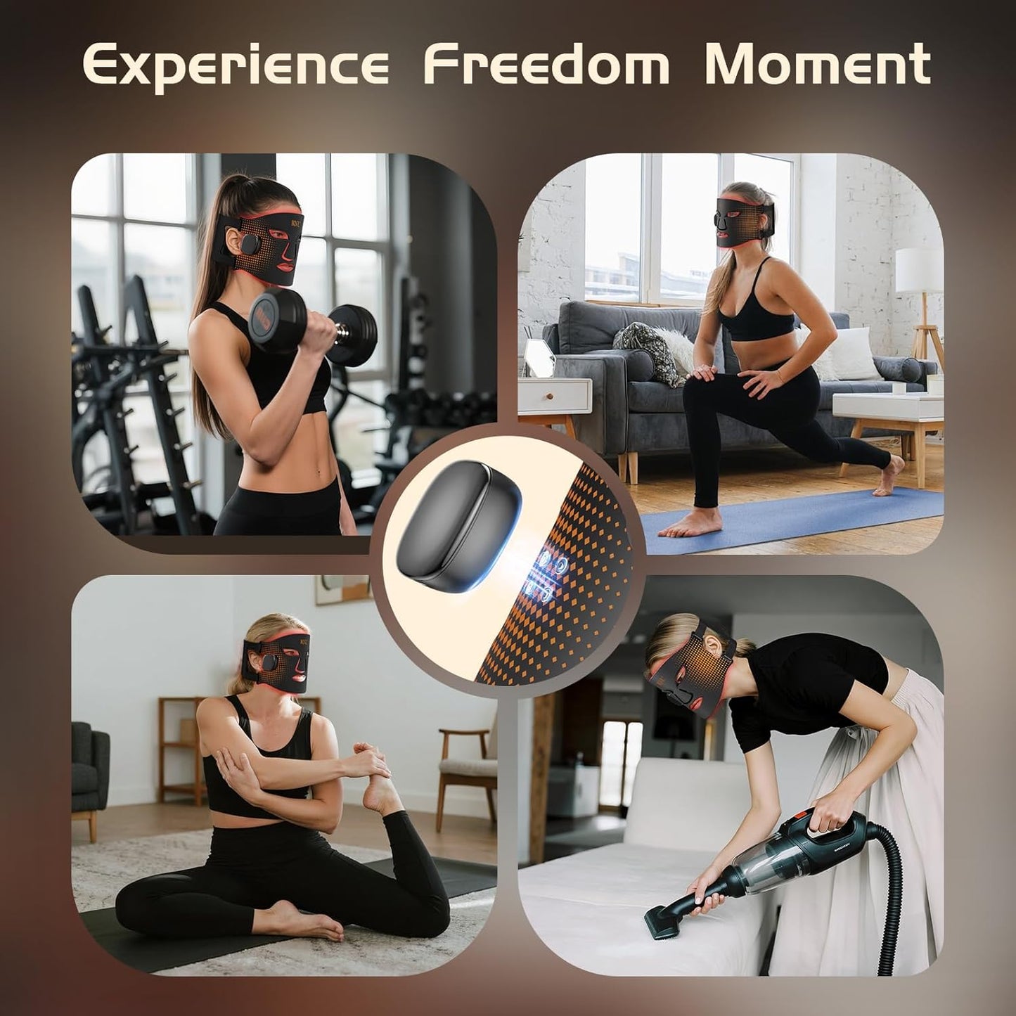 BNU Wireless Led Face Mask Light Therapy, 3 Modes Red Light Therapy for Face with 400 LED Beads, Dual 1000mAh Remote Control, 850NM Infrared Red Light Therapy for Anti-Aging at Home & Travel