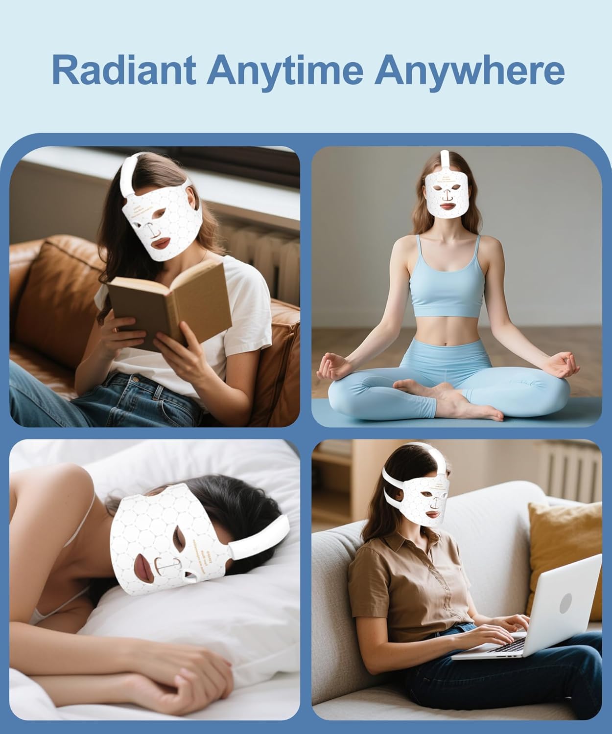 Red Light Photon Facial Mask with Wireless Rechargeable Design, 7 Custom Modes with Infrared, Portable & Rechargeable for Home Use