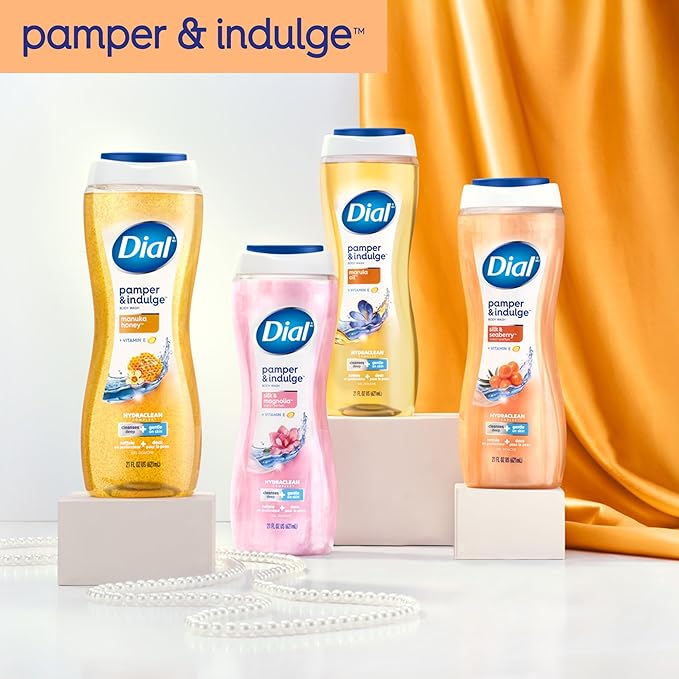 Dial Body Wash, Pamper & Indulge Marula Oil, 16 Fl Oz, (Pack of 4)