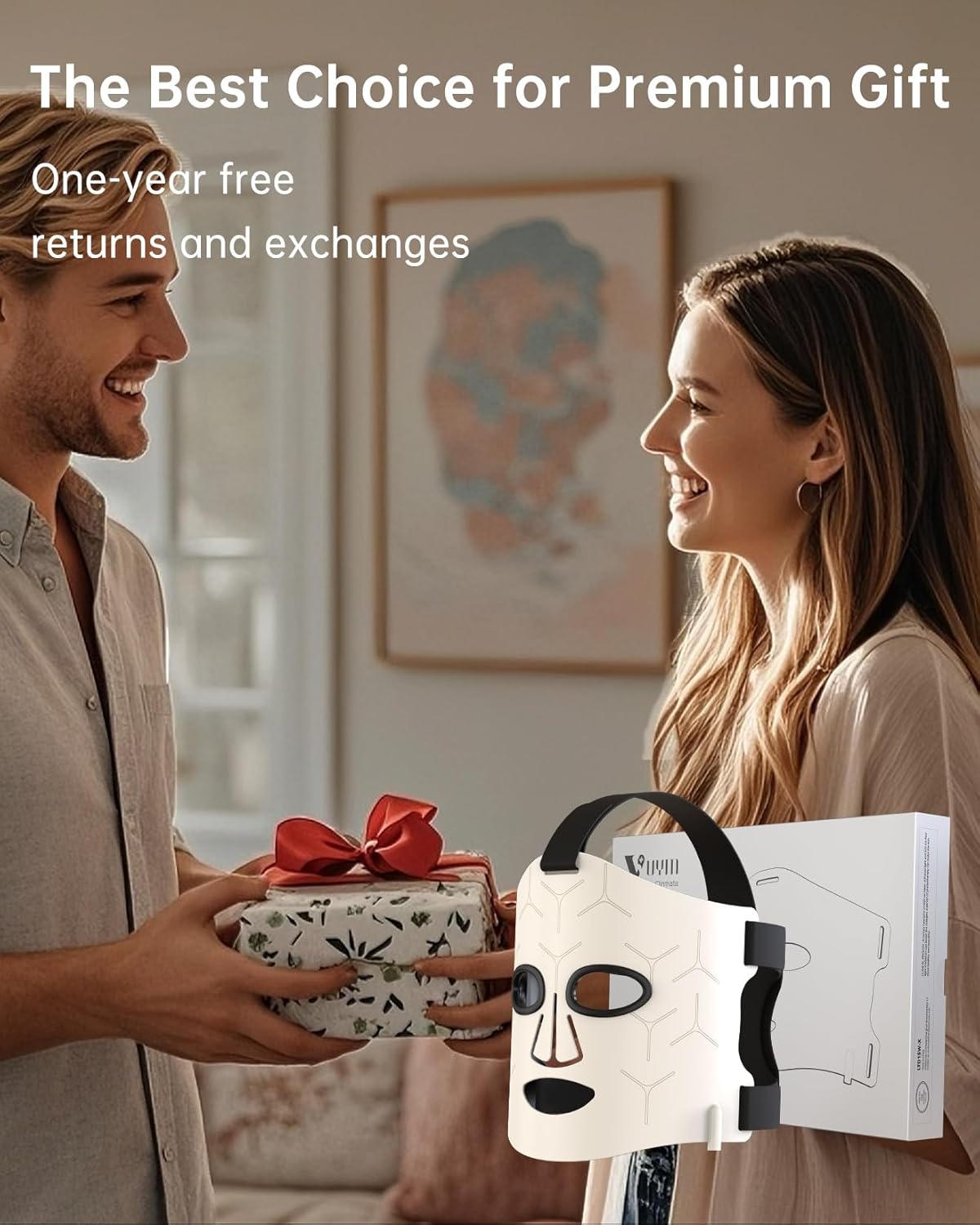 Infrared Red Light Therapy Mask: High Power for Glowing Skin – Ultra-Thin 1.8mm 4.6oz, 830nm 633nm 590nm, Red light therapy for face Luxury Gift