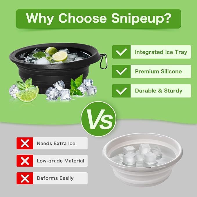 Foldable Ice Bowl with Built-In Ice Tray – Silicone Facial Ice Bath for Shrinking Pores, Boosting Circulation, Cold Plunge Skincare Gift for Men & Women (Black)