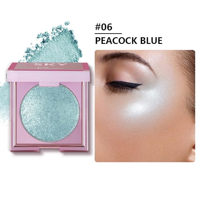 MAEPEOR Face Highlighter Palette 8 Colors Smooth Shimmer Peacock Blue)