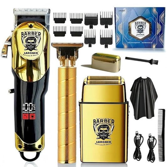 Hair Clippers for Men Professional, Cordless Beard Trimmer & Electric Razor Shavers for Men, Rechargeable 3 Piece Barber Hair Cutting Kit LED Display Men's Grooming Kit