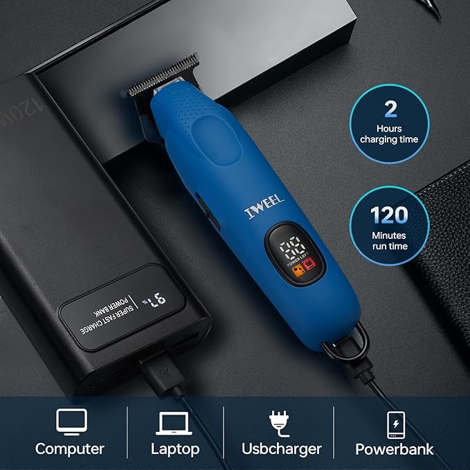 Professional Beard Trimmer for Men - Electric Hair Clippers, Zero Gapped T-Blade Edgers, Cordless Rechargeable Mustache Trimmer Grooming Kit for Body