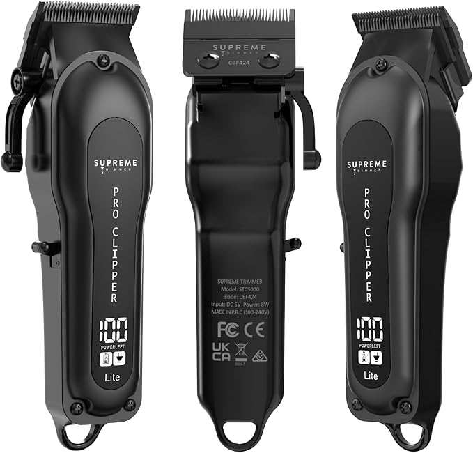 Supreme Trimmer Pro Clipper Lite | 210 Min Run Time Professional Hair Cutting Tool Set + Hair Comb, Scissors & Fade Blade | STC5000