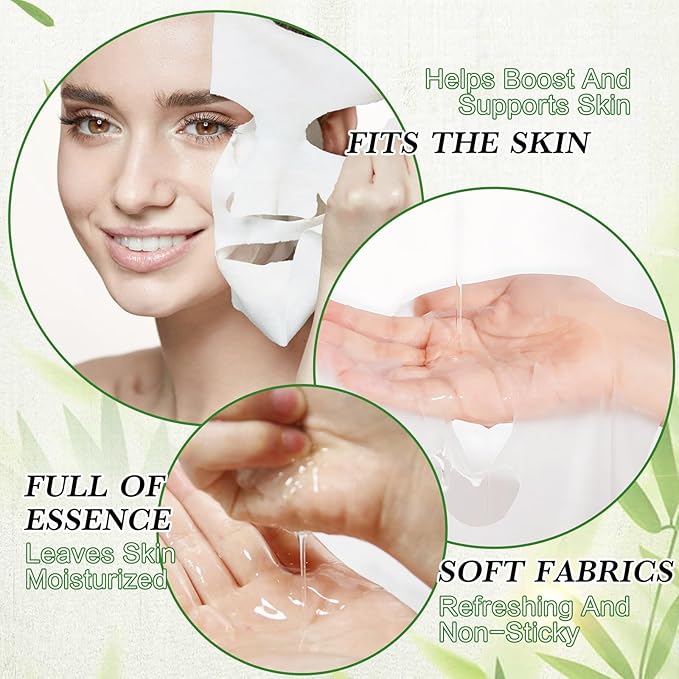 10 Packs Face Masks Skincare, Hydrating Face Masks for Sensitive Skin, Sheet Masks with Natural Ingredients, Moisturising Sheet Mask for All Skin Types, Natural Skin Care Spa Face Mask for Women