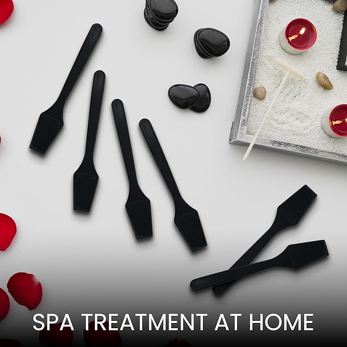 100 Pieces Cosmetic MakeUp Disposable Plastic 2.5" Spatulas For Skin Care Facial Cream Mask Spatula (BLACK)