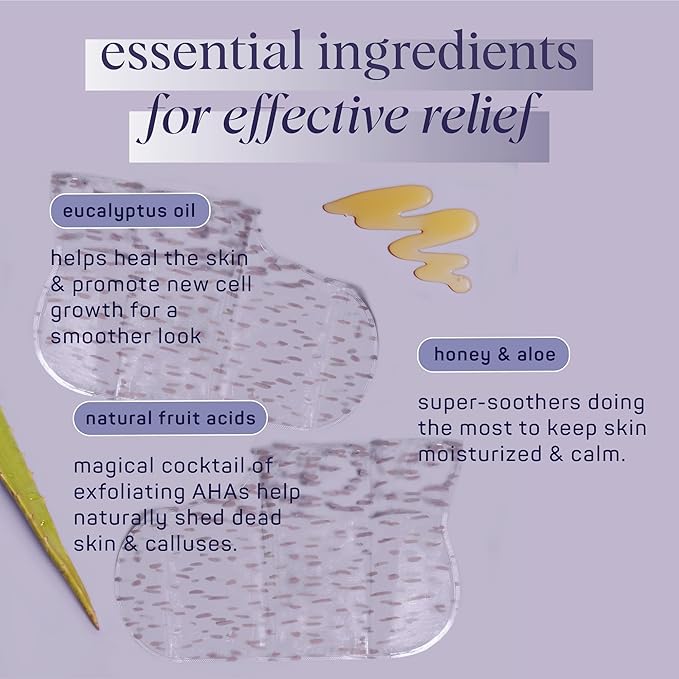 SpaLife Beauty Smooth Moves Peeling Foot Masks for Callus Removal – Foot Peel for Dry, Cracked Feet – Made with Natural Fruit Acids AHAs, Honey, Aloe, & Eucalyptus for Softer, Smoother Feet – 8 Pack