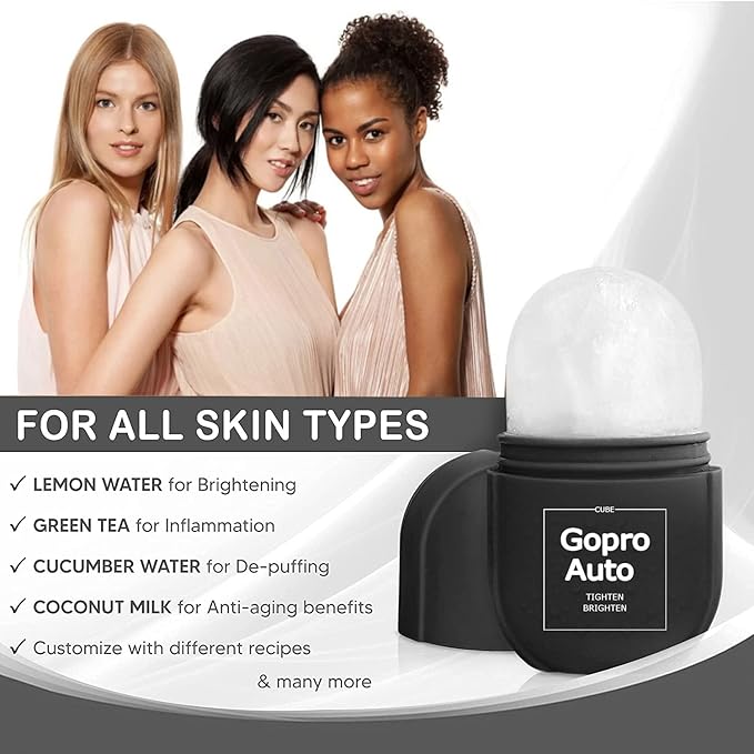 Cube Ice Roller for Face, Ice Facial Roller for Eyes Neck Naturally Tone and Tighten Skin, De-puff Eye Bags, Add a Healthy Glow Cryotherapy Enhance Skin Elasticity (Black)