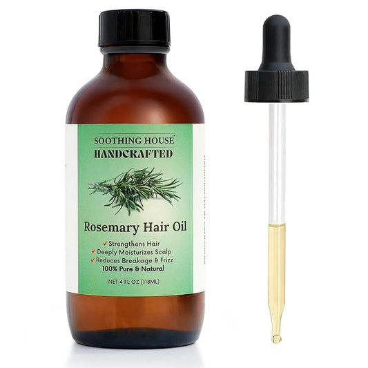 100% Natural Rosemary Hair & Scalp Oil – Strengthens, Nourishes & Moisturizes – Reduces Breakage & Frizz – Handcrafted with Castor, Jojoba & Vitamin E – All Hair Types (4oz)