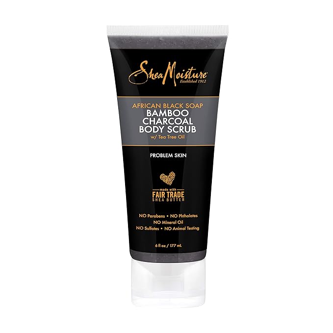 SheaMoisture African black soap bamboo charcoal body scrub exfoliate, 6 Ounce
