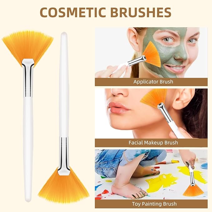 18 Pcs Esthetician Supplies for Facials Set, 6 Gold Stainless Steel Mixing Bowls, 6 Fan Mask Brushes & 6 Flat Applicator Brushes for Estheticians & Home Spa, Facial Mask Mixing Kit