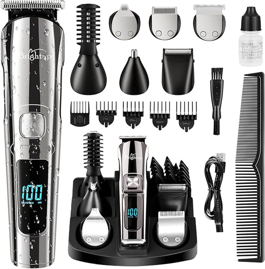Brightup Beard Trimmer for Men - Electric Razor & Shaver, Cordless Hair Clippers Trimmers Set, IPX7 Waterproof Mens Grooming Kit for Shaving Face, Mustache, Body, Ear, Nose Hair Trimmer, Gifts for Men