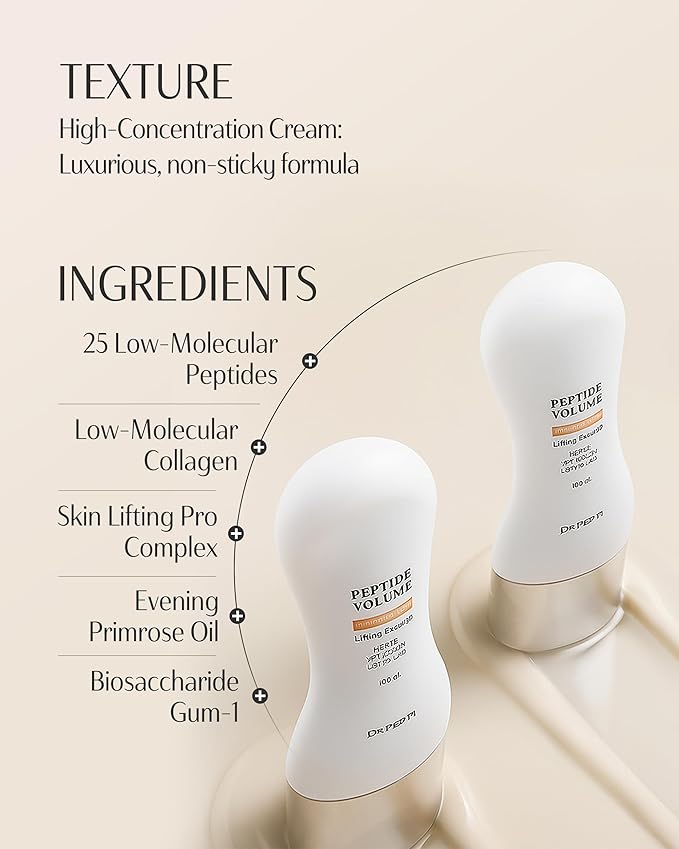 DR. PEPTI Peptide Volume Neck Cream - 2-in-1 Age-Defying Neck Creams for Tightening and Firming w/Built-in Gua Sha Neck Massager – Power Lift Neck Contour Cream with Collagen & Peptides 4.2 fl oz