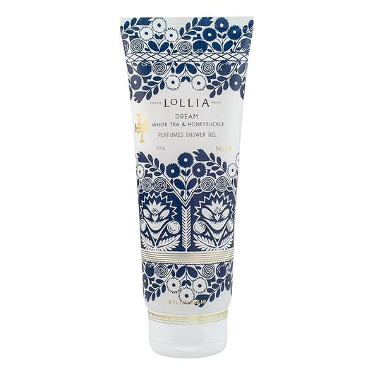 LOLLIA Dream Shower Gel, 8 fl. oz. – White Tea & Honeysuckle – Scented Shower Gel Body Wash, Shea Butter Body Wash, Bath Wash for Women, Beautiful Shower Gel, Moisturizing Body Wash