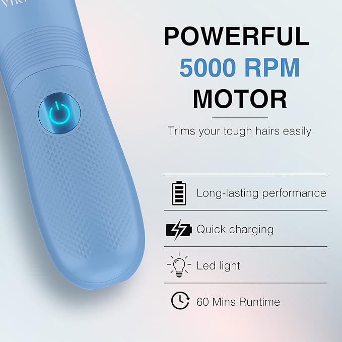 VIKICON Bikini Trimmer for Women: Painless Electric Pubic/Leg Shaver w/Light, Ceramic Hypoallergenic Blade, Waterproof Cordless Razor for Sensitive Skin, Travel-Ready Body Groomer, Gift for Her