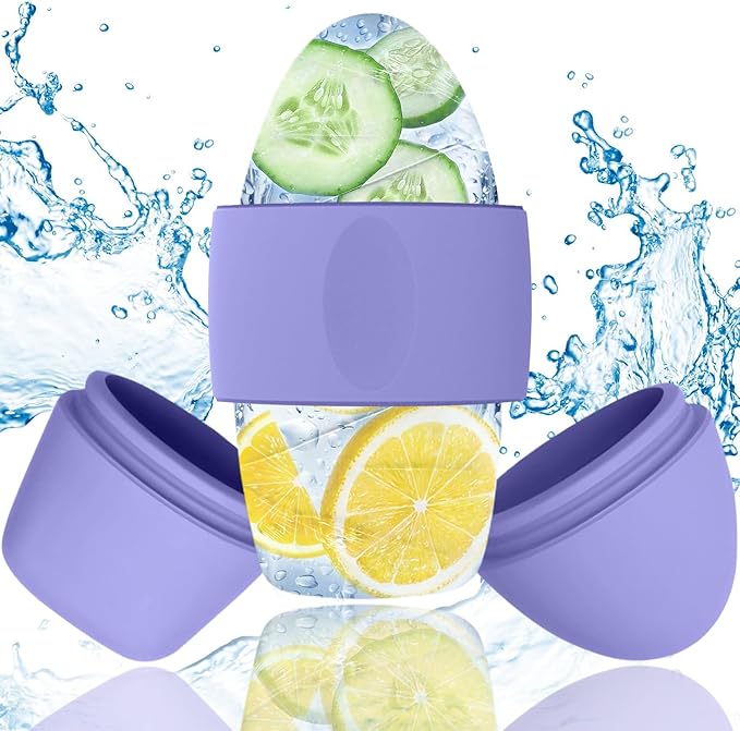 Ice Roller for Face and Eye Massager for Face, Eyes and Neck Naturally Conditioning and Skin Care,De-Puff Eye Bags,Reduce Migraine Pain,Reusable Massage Silicone Ice Mold (Purple)