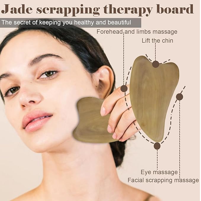 Wooden Gua Sha Facial Massage Tool and Roller Set, Facial Massager for Face, Neck, Eyes, Reduces Puffiness, Improves Wrinkles, Suitable for Women Care, Great Mother's Day Gift for Mom, Grandma
