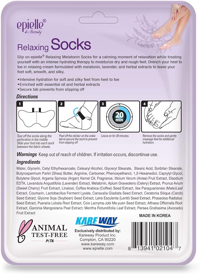 Epielle Relaxing & Nourishing Hand & Foot Masks 12 Pairs, Repair and Relax Dry Hands & Cracked Heels with Lavender Extract & Hemp, Korean Skin Care, Spa Self Care Gifts for Women, 6 Gloves & 6 Socks