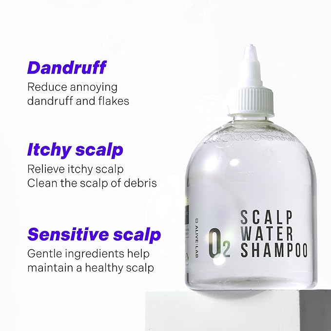ALIVELAB O2 Scalp Water Shampoo for Sensitive Scalp, Itchy, Anti Dandruff, Deep Cleansing and Soothing, Hair Care, Scalp cleanser, Water Type, Liquid shampoo, Silicone-Free 11.38 fl oz