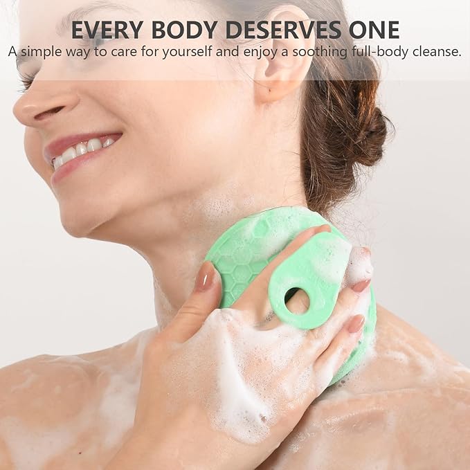 Silicone Body and Face Scrubber Set 3 Pack, BEAUTAIL Shower Bath Scrubber, Gentle Exfoliating Brush for Women Men Baby Sensitive Skin, More Hygienic Than Traditional Loofah, Long Lasting, Pink+Green