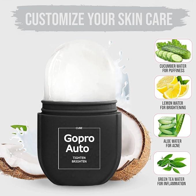 Cube Ice Roller for Face, Ice Facial Roller for Eyes Neck Naturally Tone and Tighten Skin, De-puff Eye Bags, Add a Healthy Glow Cryotherapy Enhance Skin Elasticity (Black)