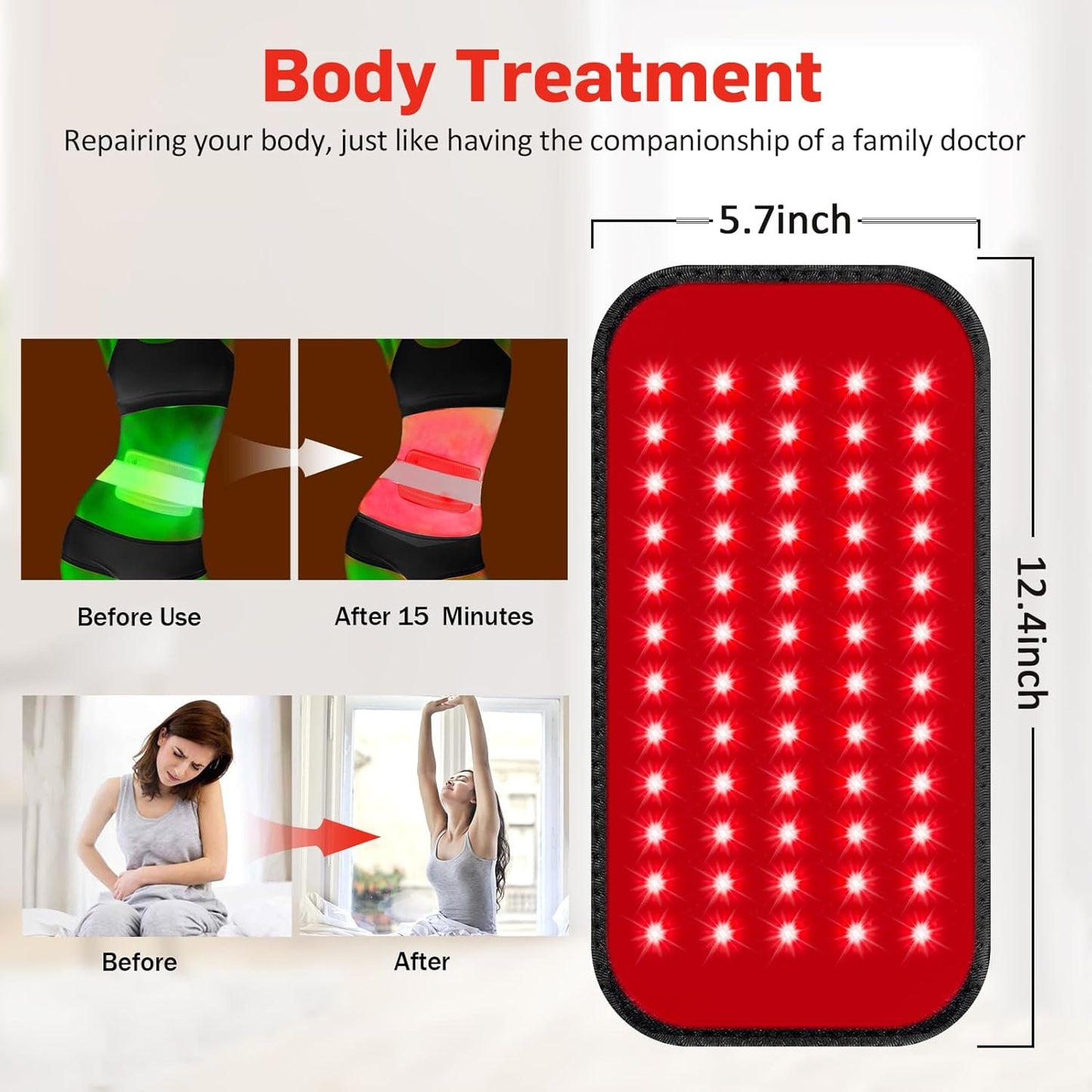 Red Light Therapy Belt, Infrared Light Therapy for Body, Wearable Wrap with Timer for Back Shoulder Waist Muscle Pain Relief, Improve Joint Inflammation, Red Light Therapy for Body