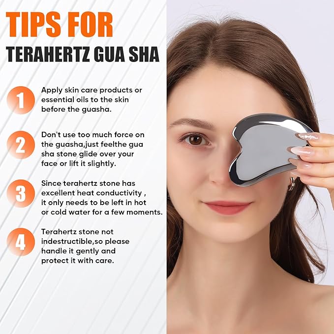 Terahertz Gua Sha Facial Tools Stone for Enhanced Lymphatic Drainage, Reduced Puffiness, Relieved Facial Tension – 100% Natural Terahertz Stone Gua Sha