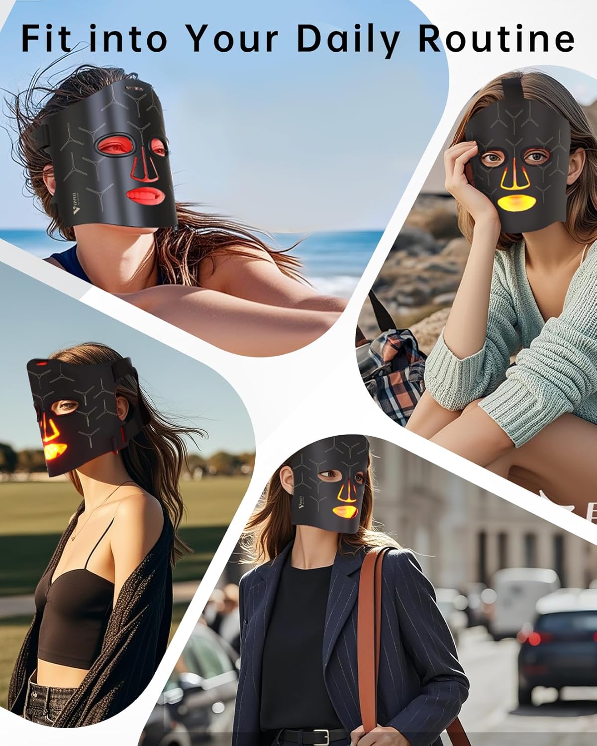 Infrared Red Light Therapy Mask: High Energy Skincare Device for Glowing Skin – Ultra-Thin 1.8mm 4.6oz, 830nm 633nm 590nm, Cordless Red Light Therapy for Face Luxury Gift - Generation II updated