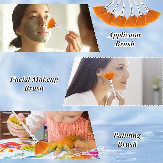 24Pcs Esthetician Supplies for Facials Set, Including 8 Gold Stainless Steel Facial Mixing Bowls, 8 Fan Mask Brushes & 8 Flat Brushes, Face Mask Cosmetic Applicators Kit for Spa Home Use