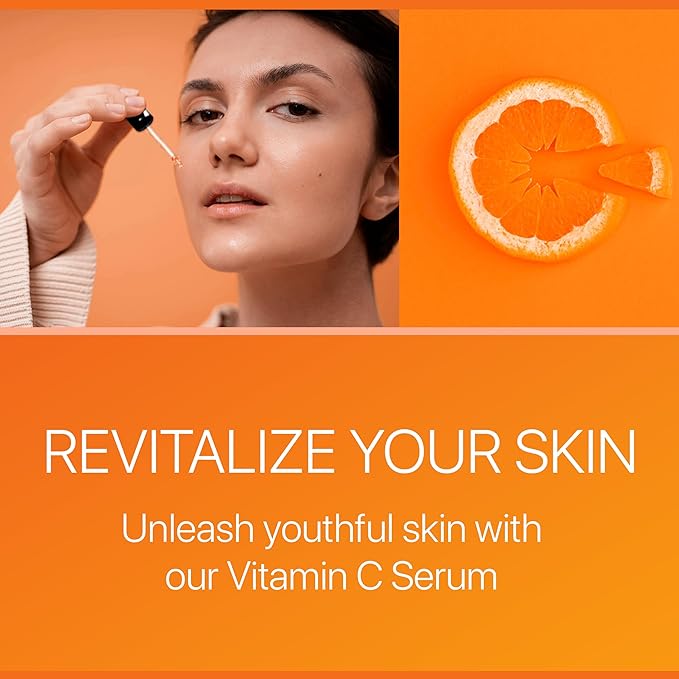 100% Pure Vitamin C Serum for Face - Face Serum for Fine Lines with Hyaluronic Acid, Vitamin E, Herbal Antioxidant Extracts - Smooth, Tight, Firm, Youthful Skin, 2 FL Oz