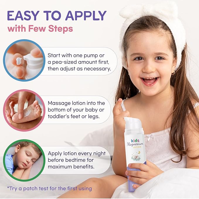 Magnesium Lotion for Kids & Babies Sleep - Bedtime Calming Body Cream with Natural Ingredients & Multi Vitamins - Topical Magnesium Soothing Relief, Promotes Relaxation (8 fl oz, Lavender)