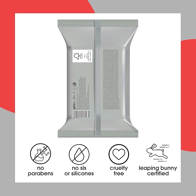 Yes To Face Wipes for Women and Men, Charcoal Facial Cleansing Wipes for use as a Make Up Remover, Cleaning, Soothing, Tomatoes (Pack of 2)