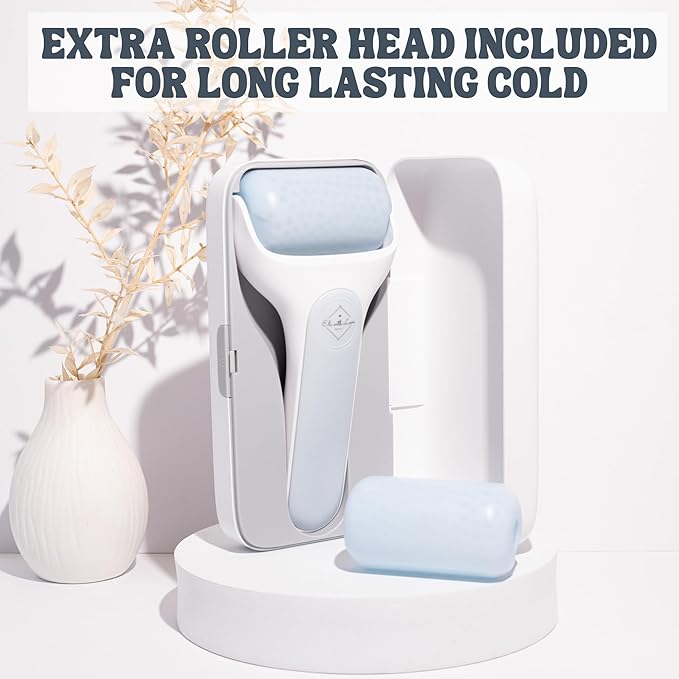 Ice Roller for Face Premium Facial Ice Roller with Carry Case and 2X Rollers for Long Lasting Cold - Eye Roller for Puffy Eyes & Cold Massage for Migraines