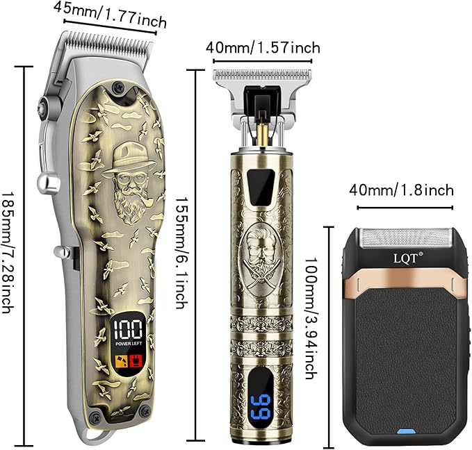 Professional Hair Clipper Set for Men Electric Shaver Razor Cordless Hair Cutting Barber Clippers Beard Trimmer Men’s Grooming Kit Gifts for him (Bronze)