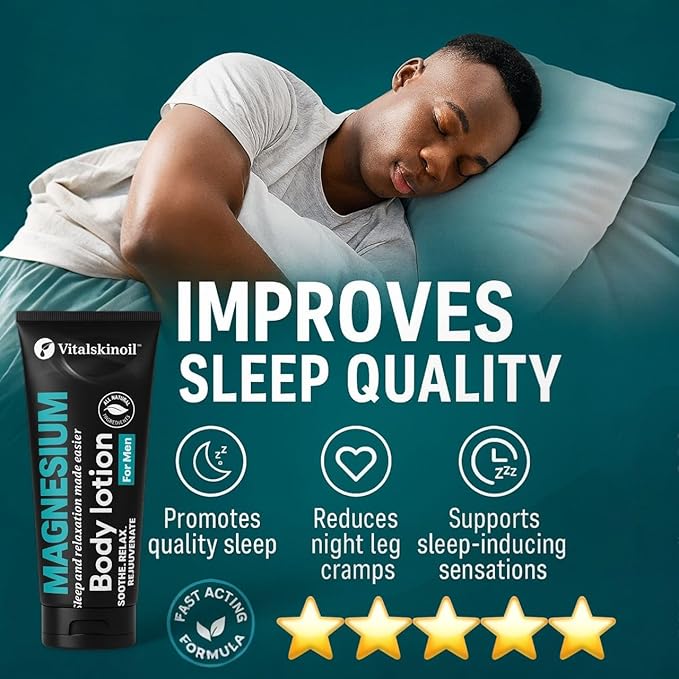 Magnesium Glycinate Body Lotion ache soothing, promotes sleep and relaxation. Cologne Scented, 5.29 oz, Sleep Easy Formula