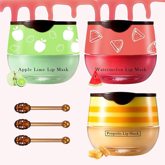 3PCS Bee Lip Balm Honey Pot Apple)