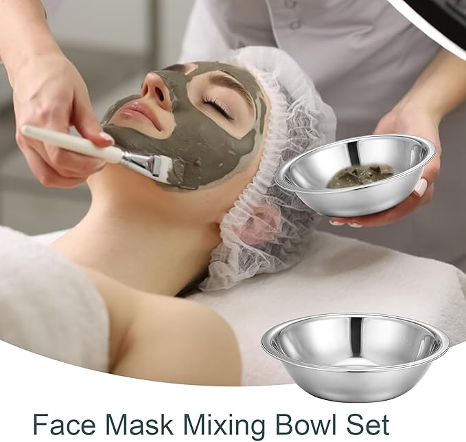 12 Pcs Stainless Steel Facial Mask Mixing Bowl Set 6.3 Inches Wide Esthetician Supplies Facemask Bowl DIY Skin Care Mixing Tool Kit for Lady Women Home Beauty Salon Use